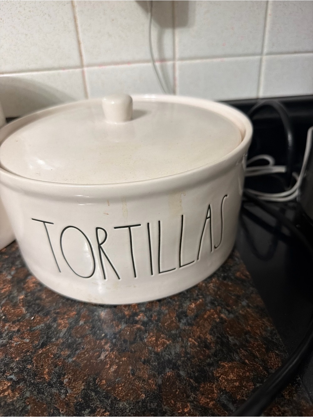 Rae Dunn White Ceramic 'TORTILLAS' Storage Jar